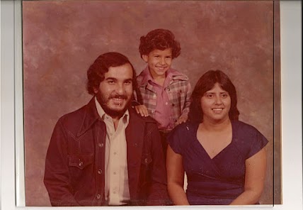 Raymond, wife Veronica, son John at portait studio in Austin, TX 1976